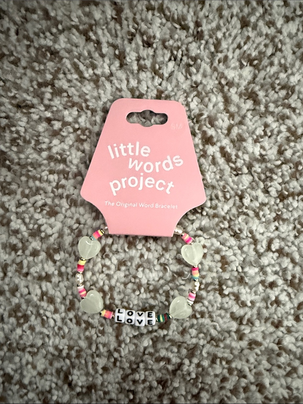 Little Words Project Pink Heart 'LOVE' Beaded Bracelet